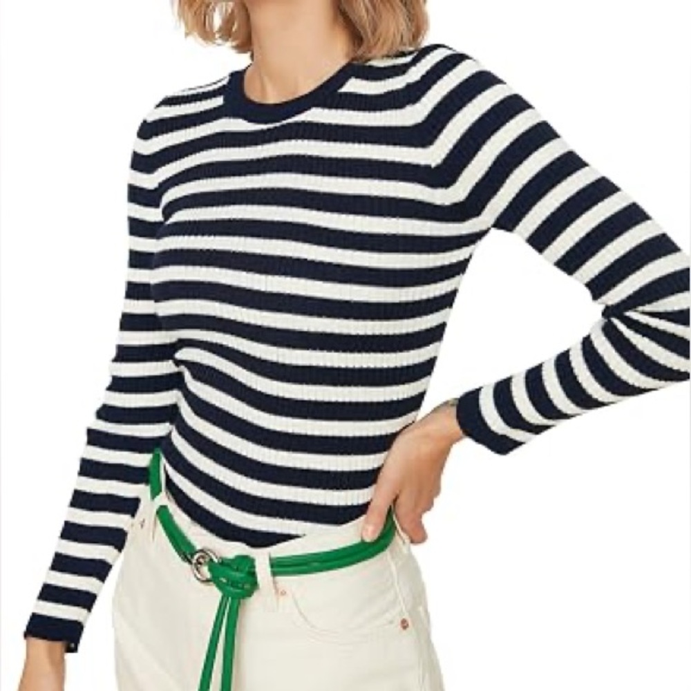 NWOT Banana Republic Ribbed navy and white stripped crop top , size M